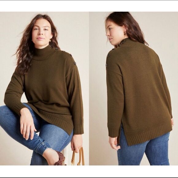 Revolve ANTHROPOLOGIE Margarita tunic Sweater in Green Khaki - Picture 4 of 15